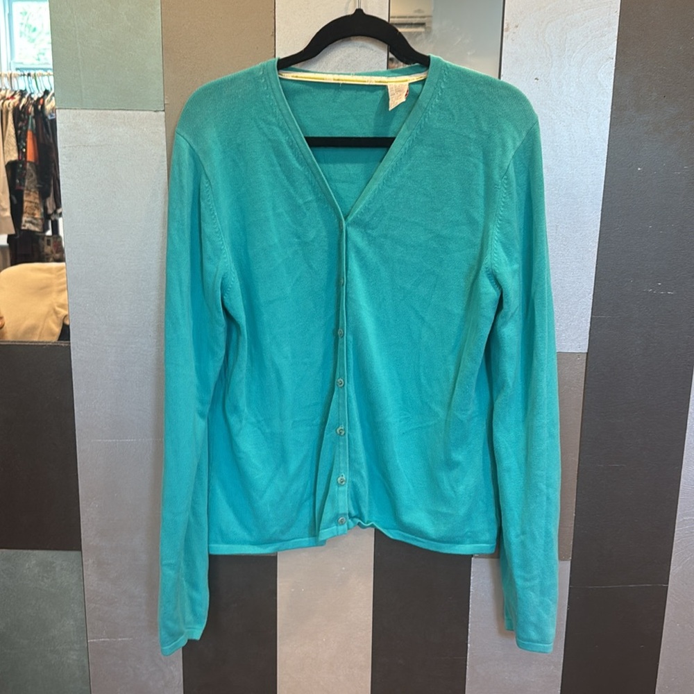 IZOD Teal Button-Up Cardigan, Cotton-Blend